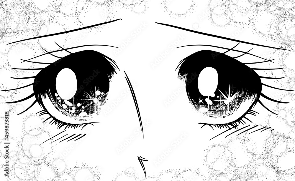 70年代少女漫画キラキラした瞳で見つめる女の子のドアップイラスト Stock イラスト Adobe Stock