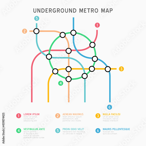 City Subway transportation scheme. Underground connection top view.