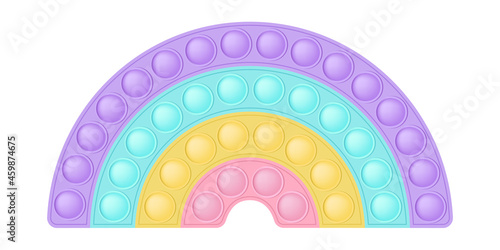 Popit a fashionable silicon fidget toys. Addictive antistress rainbow toy for fidget in pastel colors. Bubble sensory popit for kids fingers. Vector illustration isolated on a white background.