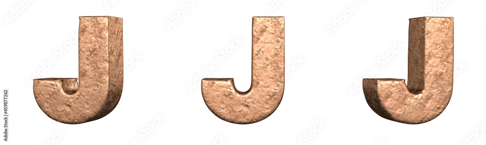 Letter J from Copper letters alphabet collection set. Isolated. 3D Rendering Letter J from Copper letters alphabet collection set. Isolated. 3D Rendering