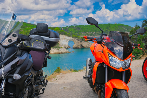 Gargano mountains, parked motorcycles