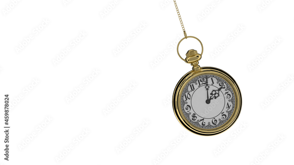 Pendulum of pocket watch isolated on white. 3D Pendulum of pocket watch isolated on white. 3D