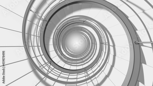 Fototapeta Naklejka Na Ścianę i Meble -  Endless modern spiral staircase. 3D render