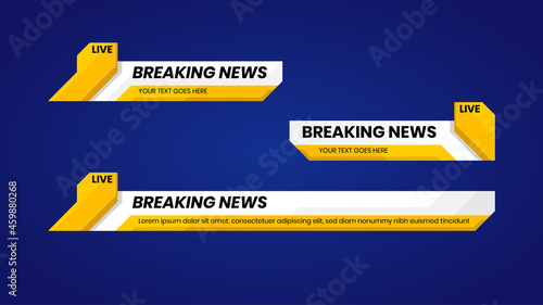 Breaking news lower third with yellow and white. Title bar tv with modern design. Vector illustration