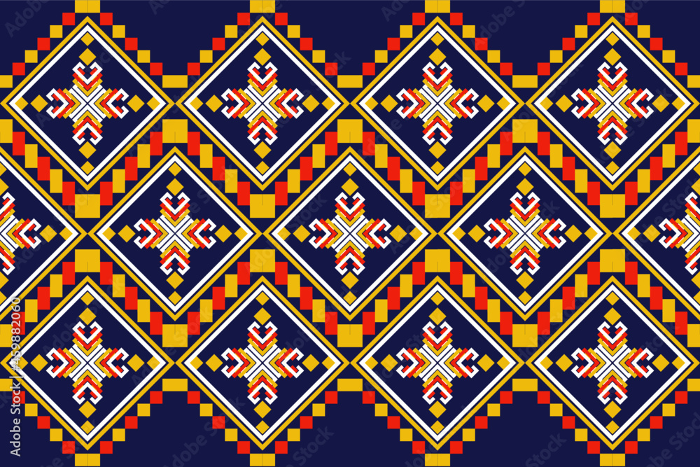Geometric ethnic oriental seamless pattern traditional Design for background,carpet, wallpaper,clothing,wrapping,Batik,fabric,Vector illustration.embroidery style.