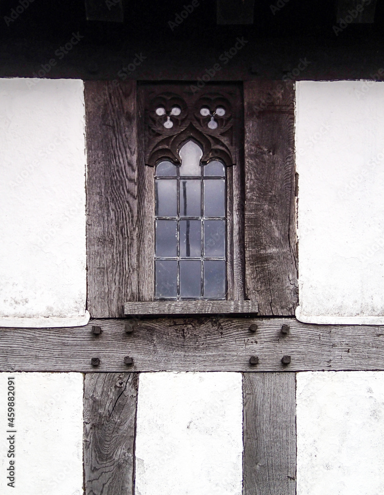 Ancient window in a half timbered church