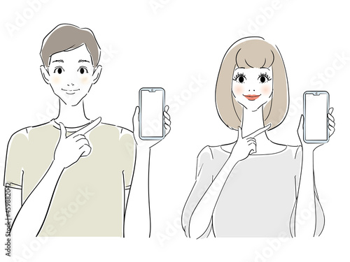 スマートフォンを活用する男女