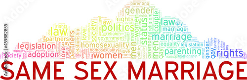 Same sex marriage vector illustration word cloud isolated on a white background.