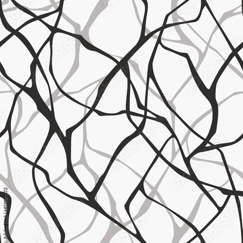 Vector black and white seamless pattern with bare branches.