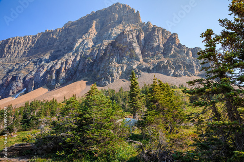 Rising View of Clements Mountain on the Hidden Lake Trail, Glacier National Park, Montana photo