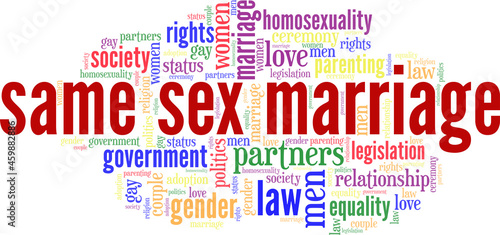 Same sex marriage vector illustration word cloud isolated on a white background.