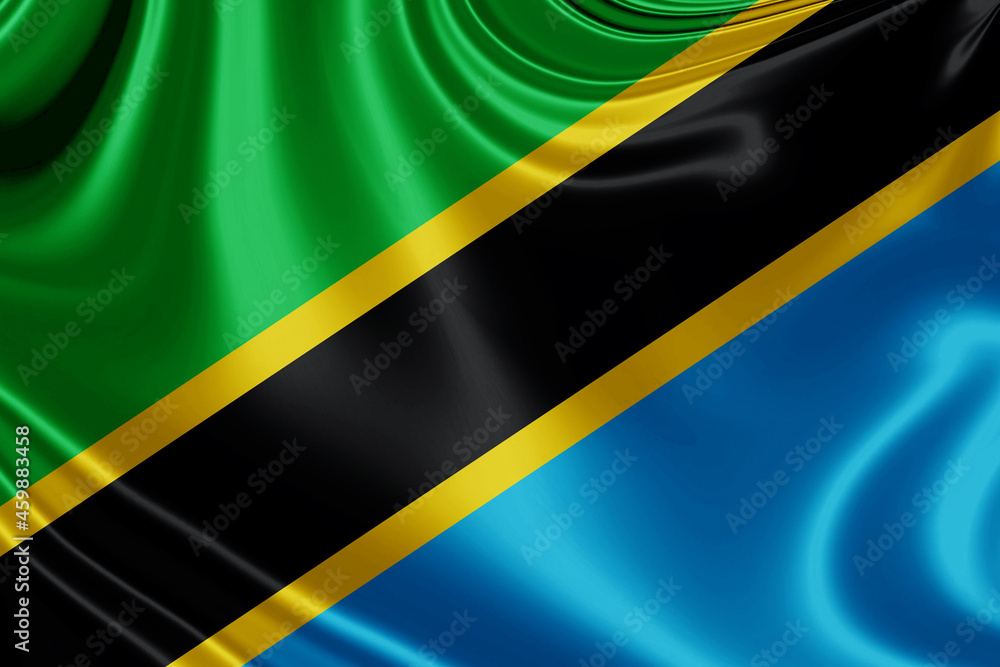 Tanzania fabric flag waving . 3D illustration Tanzania fabric flag waving . 3D illustration