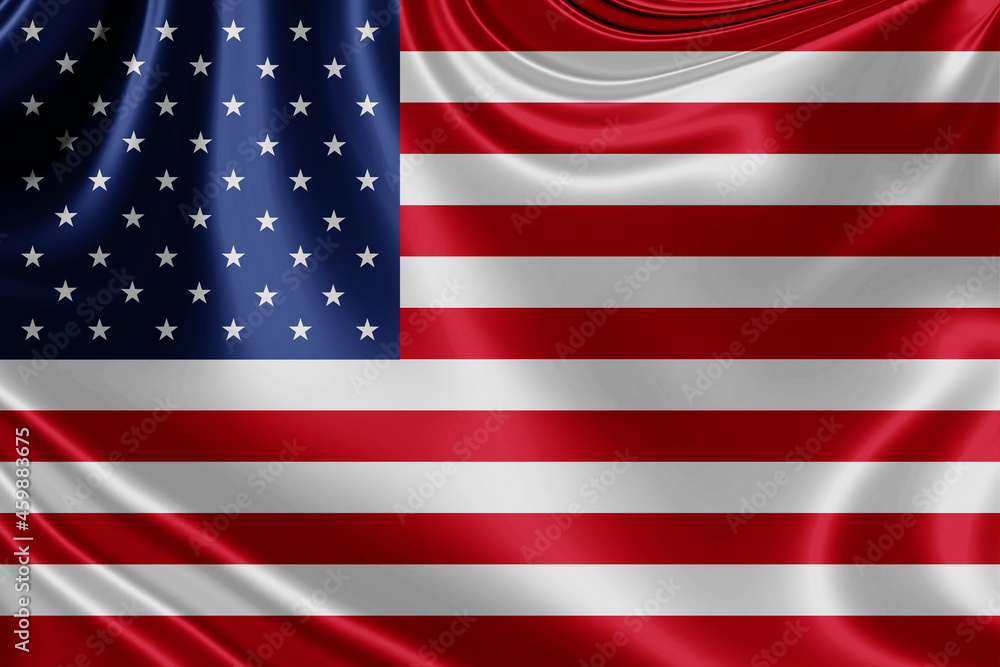 Fototapeta premium United States of America fabric flag waving . 3D illustration
