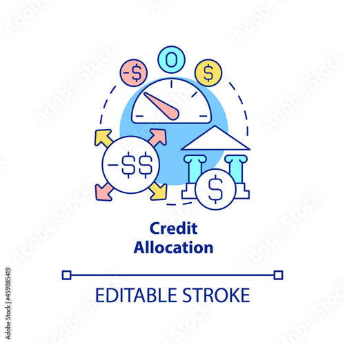 Credit allocation concept icon. Business efficiency increasing. Credit granting process abstract idea thin line illustration. Vector isolated outline color drawing. Editable stroke