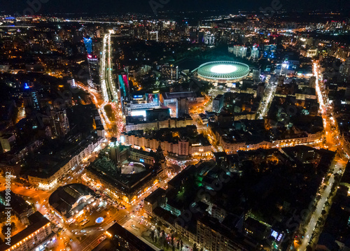 Night Kyiv. Aerial photography, drone. © gabberr