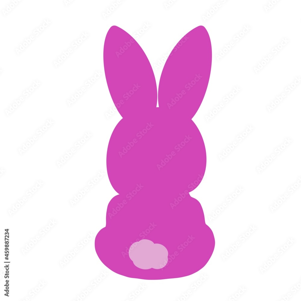 pink bunny sits with its back. rabbit tail pink bunny sits with its back. rabbit tail