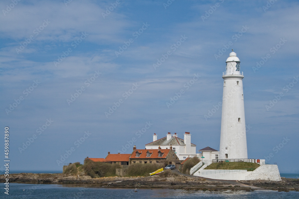 Lighthouse at St Mary's island, Whitley Bay, UK