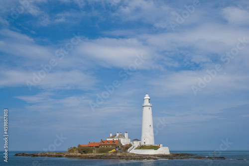 Lighthouse at St Mary's island, Whitley Bay, UK © hatheyphotos