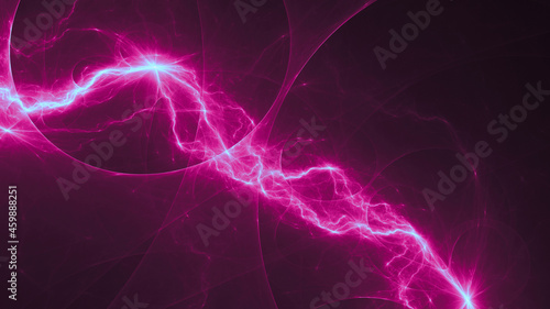 Bright neon purple plasma lightning, abstract energy and electricity background © Martin Capek