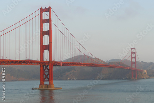 Golden Gate Bridge with orange red colour, famous landmark and popular tourist spot near San Francisco, California, United States