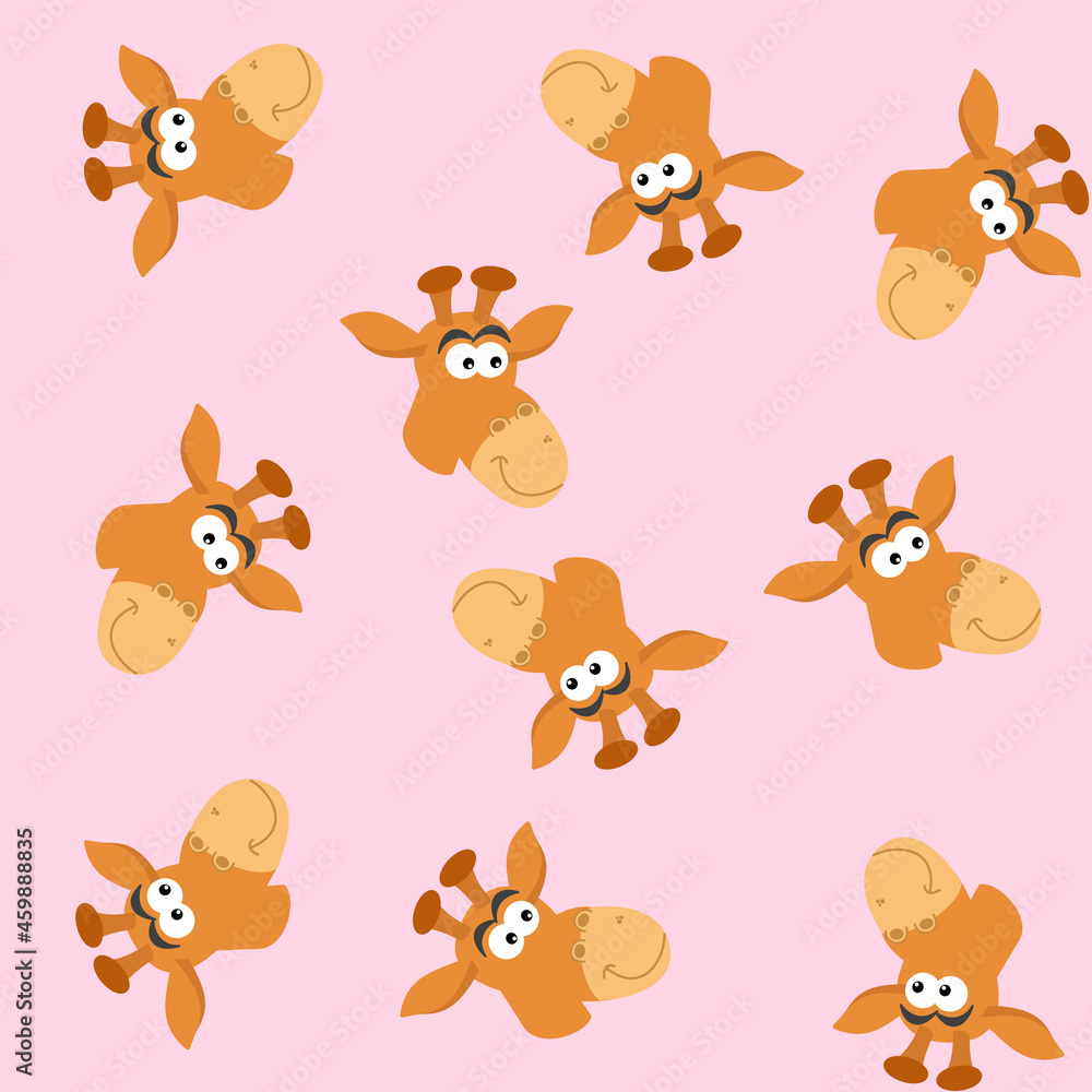 Pattern for gift wrap with giraffe head on pink background Pattern for gift wrap with giraffe head on pink background