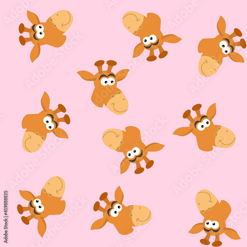 Pattern for gift wrap with giraffe head on pink background © koft