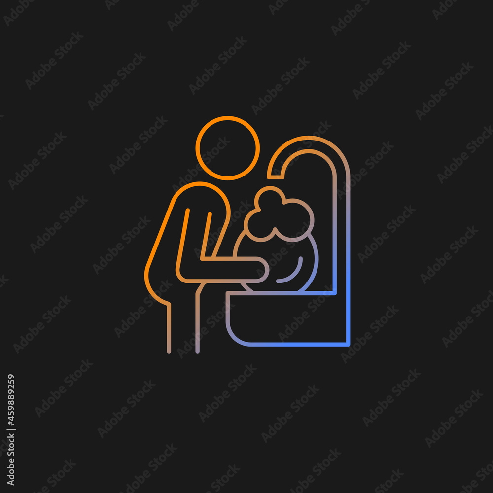 Wash dishes gradient vector icon for dark theme. Man washing dirty dishes in sink. Day-to-day routine. Thin line color symbol. Modern style pictogram. Vector isolated outline drawing Wash dishes gradient vector icon for dark theme. Man washing dirty dishes in sink. Day-to-day routine. Thin line color symbol. Modern style pictogram. Vector isolated outline drawing