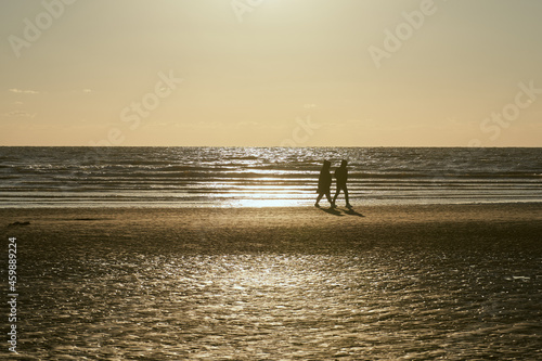Silhouette of a couple on sunset