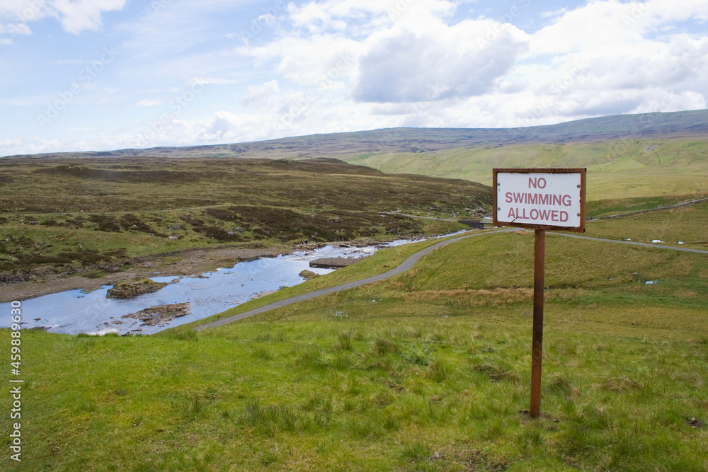Sign near the River Tees at Cauldron Snout, Teesdale Sign near the River Tees at Cauldron Snout, Teesdale