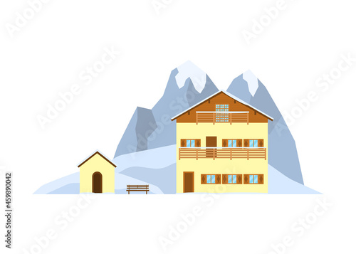 Private house on the mountains landscape.