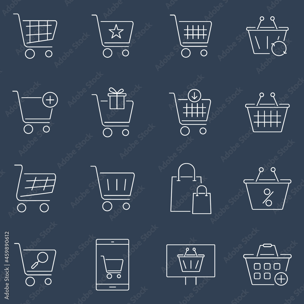 shopping baskets icons set. shopping baskets pack symbol vector elements for infographic web