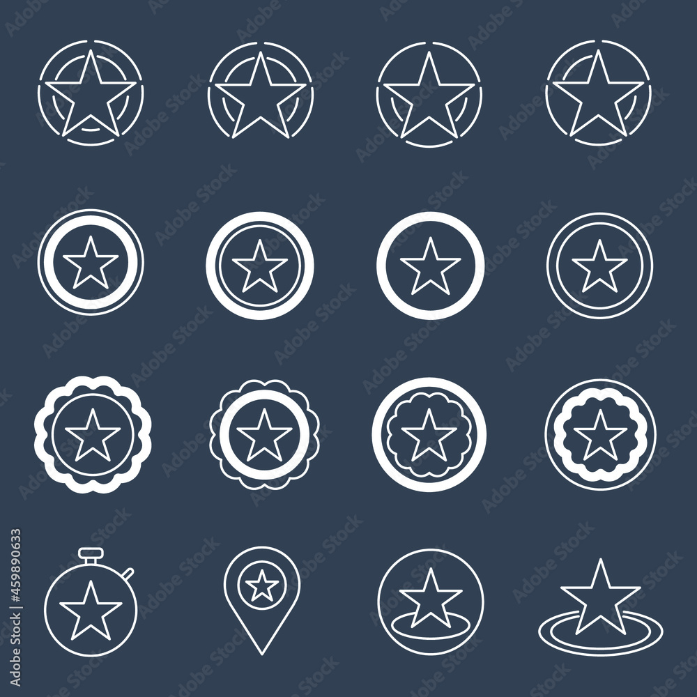 Stars in circle icons set. Stars in circle pack symbol vector elements for infographic web Stars in circle icons set. Stars in circle pack symbol vector elements for infographic web