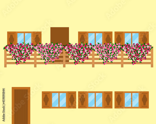 Wall of the Alpine house background.