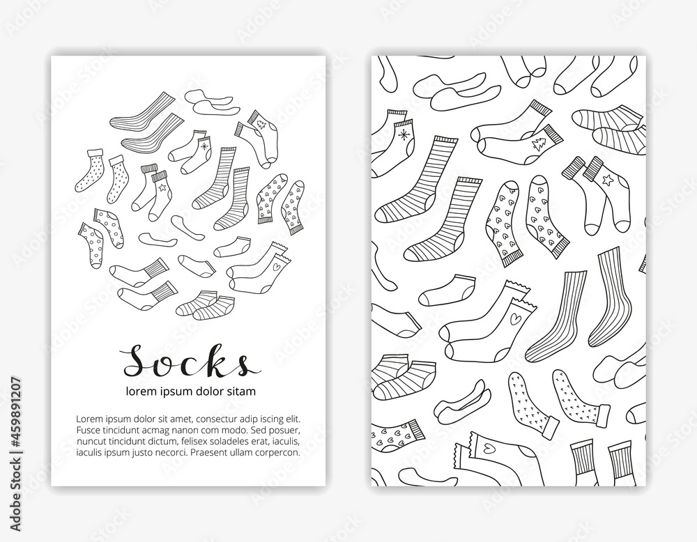 Card templates with hand drawn socks.