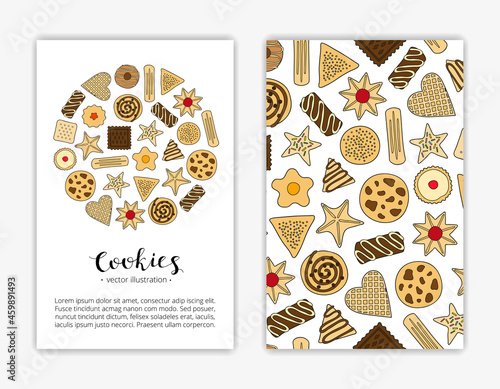 Card templates with hand drawn cookies.