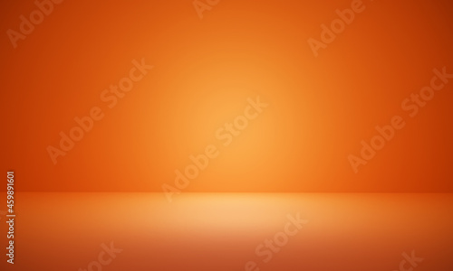 Background 3d room or studio dark wall orange gradient