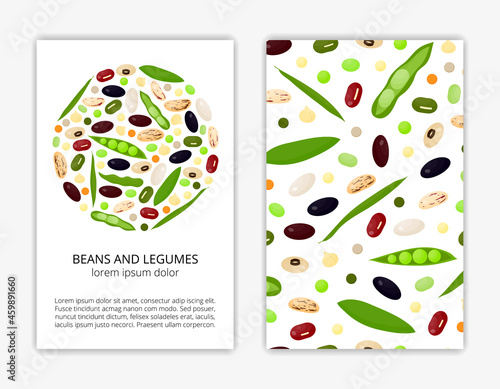 Card templates with beans and legumes.