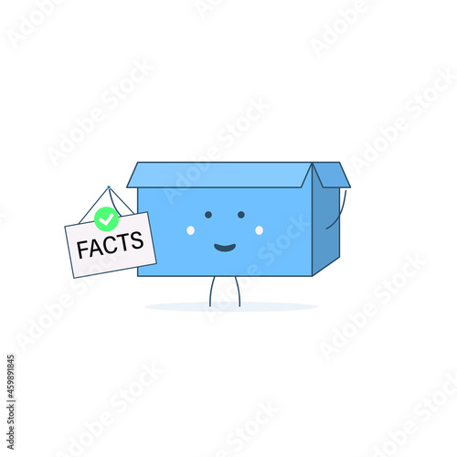 Happy Cartoon Character Box with Text on Tablet, Facts.