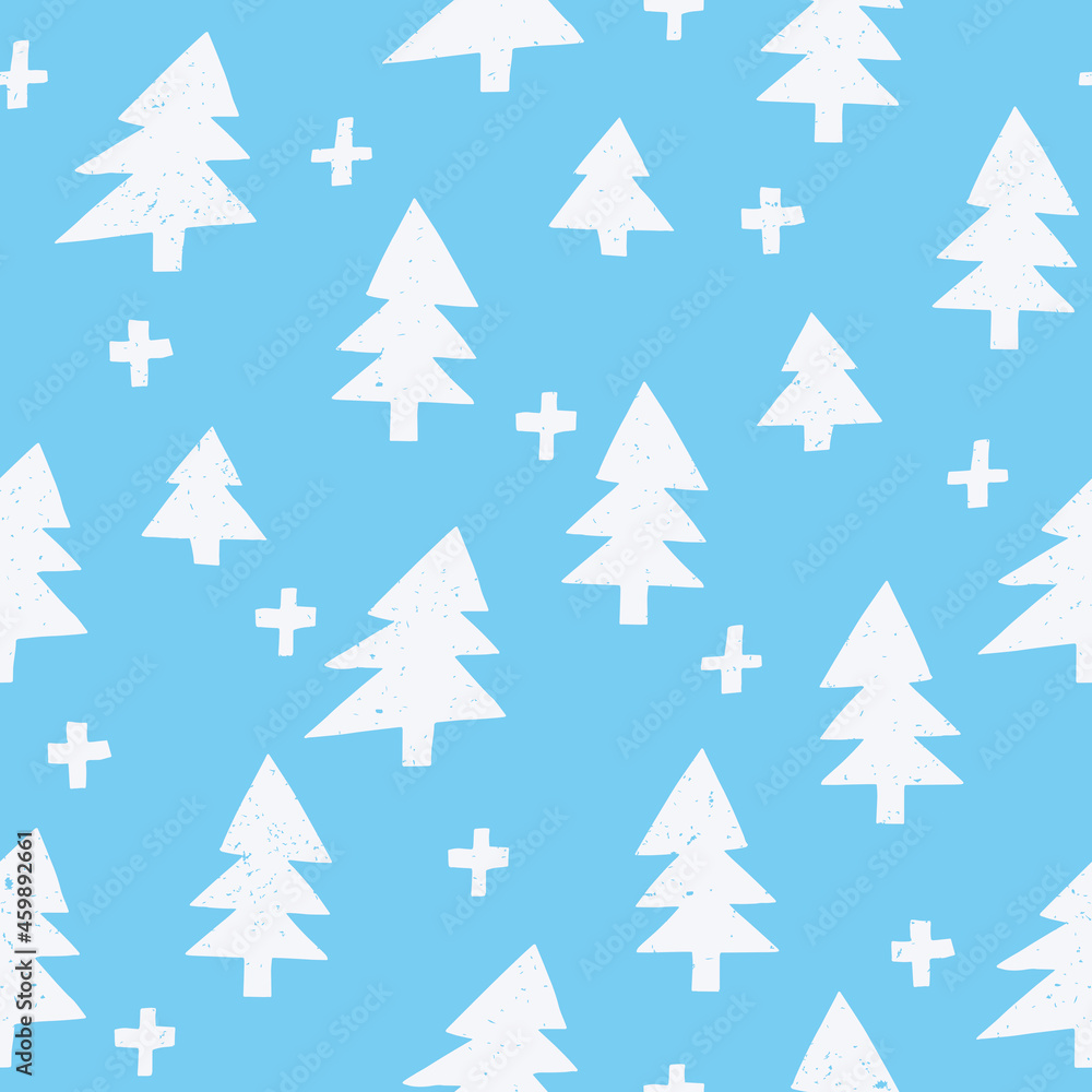 Fir tree paper cut seamless background. Christmas surface decoration with spruce trees. Vector illustration.