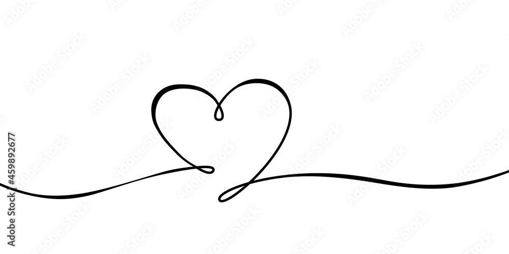 Lined heart shape on white illustration