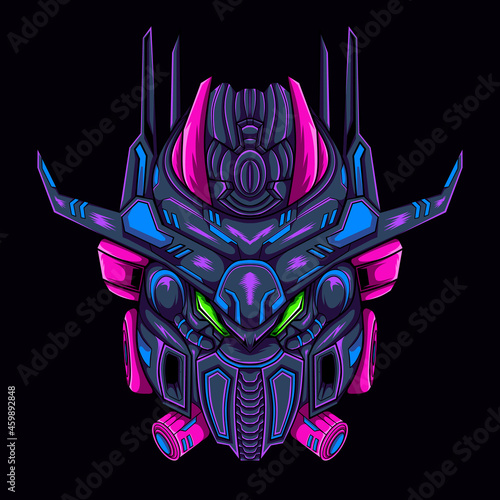 Illustration mecha mask, can be used for t-shirt or logo template