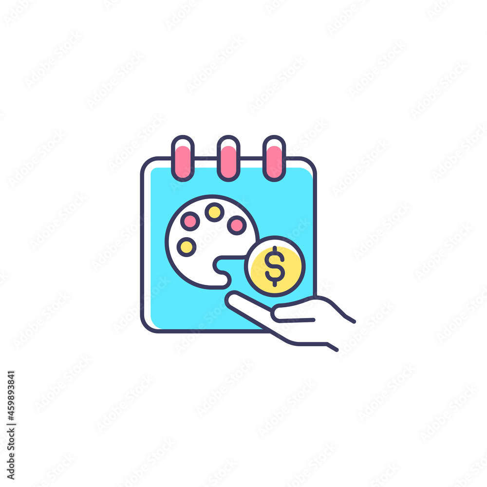 Paid sabbatical leave RGB color icon. Employee vacation. Extended break from work. Recovering from stress-related illness. Increase wellbeing. Isolated vector illustration. Simple filled line drawing