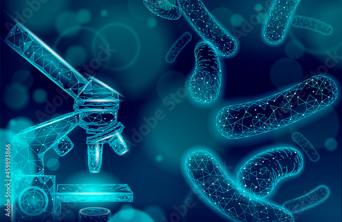 Canvas Print Bacteria microscope 3D low poly render probiotics