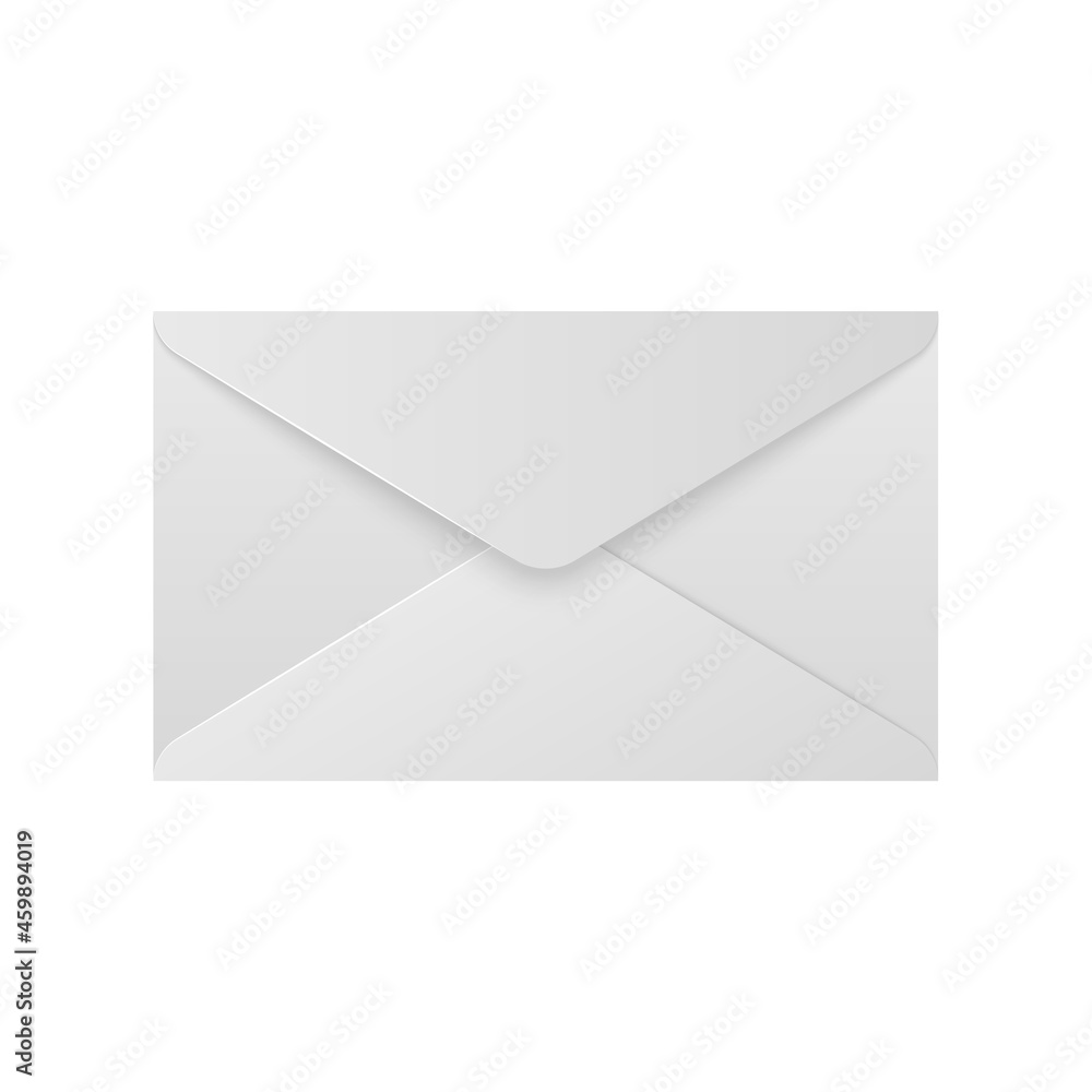 Realistic white envelope. Folded envelope mockup isolated on white background. Vector letter illustration Realistic white envelope. Folded envelope mockup isolated on white background. Vector letter illustration
