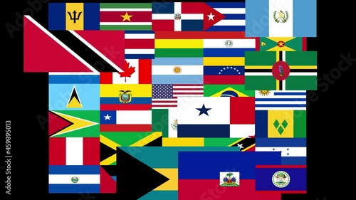 Mosaico banderas nacionales países continente americano photo