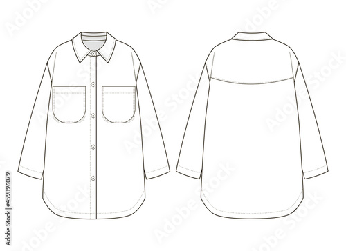 Fashion technical drawing of oversized shacket