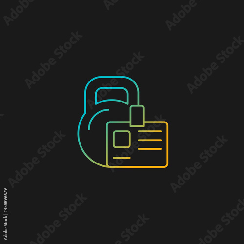 Gym membership gradient vector icon for dark theme. Providing health initiatives. Employee discount. Fitness classes. Thin line color symbol. Modern style pictogram. Vector isolated outline drawing