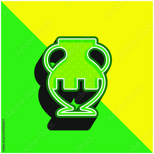 Ancient Jar Outline In A Museum Green and yellow modern 3d vector icon logo