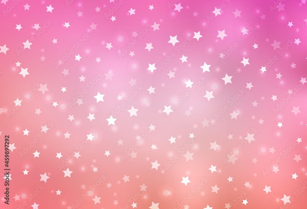 Light Pink vector pattern with christmas snowflakes, stars. Light Pink vector pattern with christmas snowflakes, stars.
