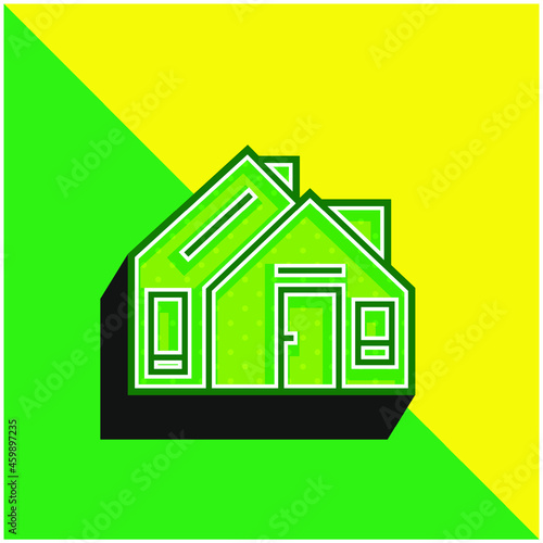 Address Green and yellow modern 3d vector icon logo